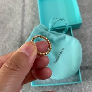 Tiffany & Co 18k Rose Gold Beaded Hardwear Ring Approx Size 6.5
